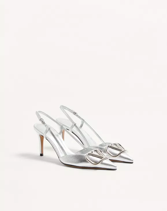 Valentino Vlogo Signature Slingback Pump In Laminated Nappa Leather 80Mm - Image 6